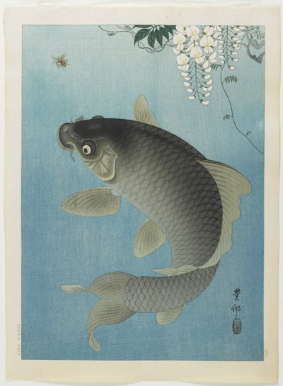 鯉の跳躍、1930年代 作： Ohara Koson